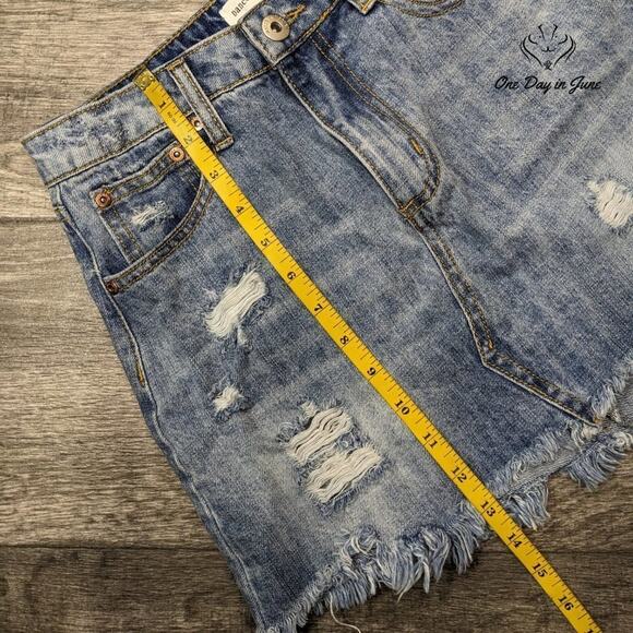 Dance & Marvel Juniors Distressed Hem Denim Skirt Size S - Picture 4 of 5